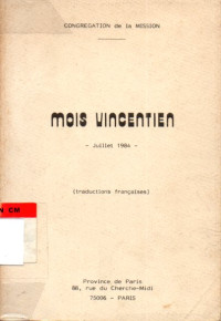 Image of Mois vincentien juillet 1984: Traductions francaises